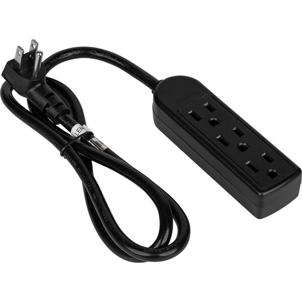 Main product image for 3-Outlet Power Strip with Right Angle Plug and 3 ft. Cord UL-Black125-417
